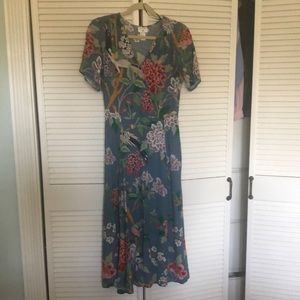 GP & J BAKER H&M Chic Blue/Grey Floral Midi Dress